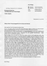Open Letter addressed to the German Federal Minister of Economics and Technology Rainer Brüderle