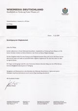 Letter of Confirmation by Wikimedia Deutschland e.V.